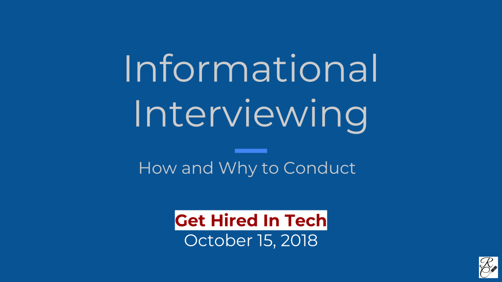 Giving A Talk On Informational Interviewing, Oct 15,&nbsp;2018